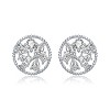 Guili Sterling Silver Rhodium Plated Ball Halo with Clear Multi-Shape Cubic Zirconia Round Earrings, a Unique and Shimmering Radiant Design - 3 of 3