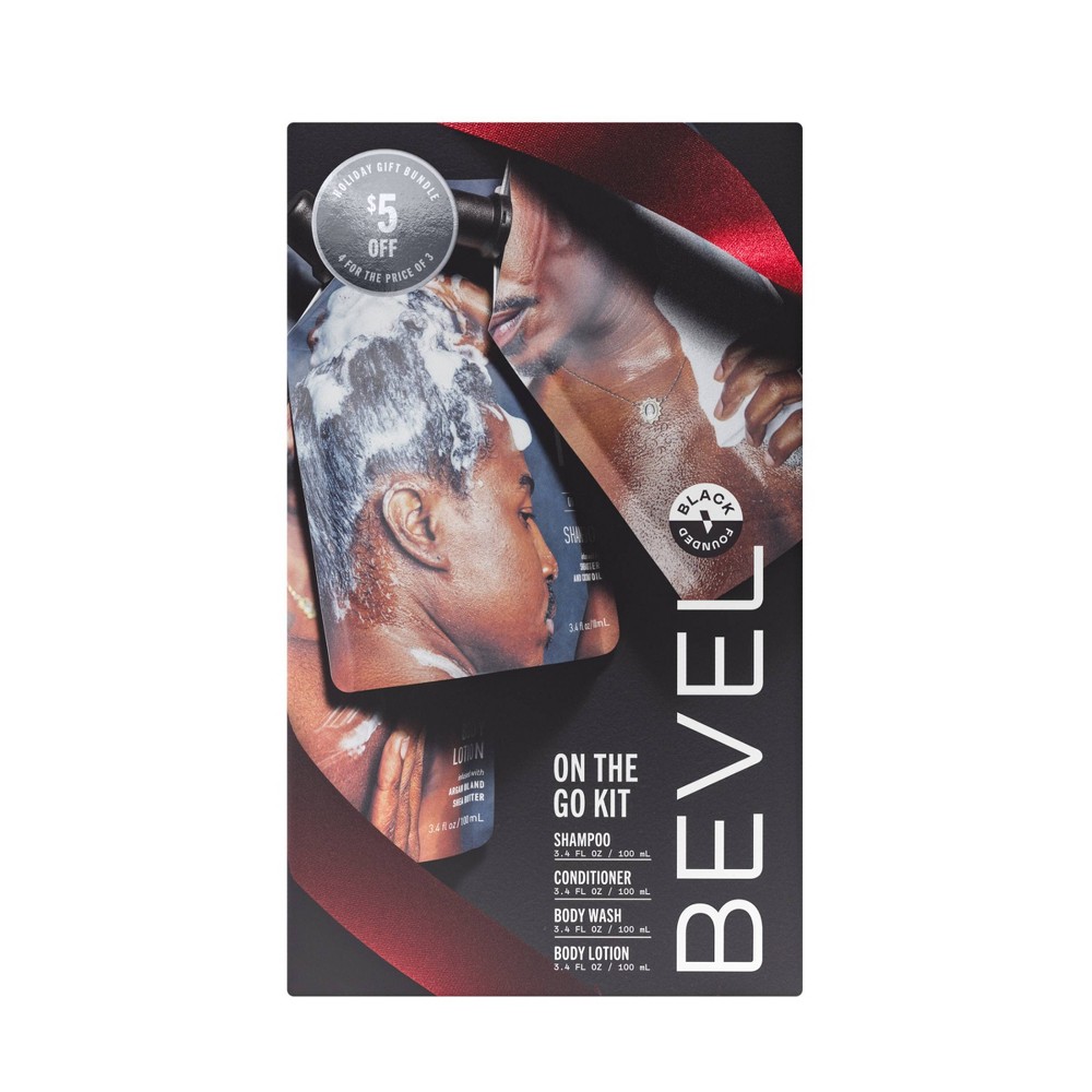 BEVEL On-The-Go Hair Treatment Holiday Gift Set - Trial Size - 13.6 fl oz/4pk