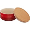Le Creuset Stoneware Canister with Wood Lid 23 oz. (5.5"  diameter) Cerise - 3 of 3