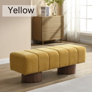 Hrinhom 50"W Upholstered Dining Stools,Benches,Ottoman, Wooden Legs,Chenille - 1 of 4