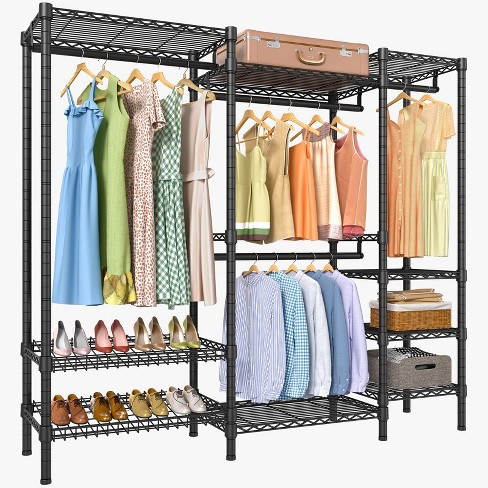 VIPEK V8 Basic Heavy Duty Garment Rack Shoe Rack Freestanding Clothes Rack Wardrobe Closet Black