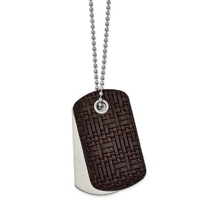 Black Bow Jewelry Stainless Steel & Brown Woven Leather 2 Piece Dog Tag Necklace, 22 In - 1 of 4