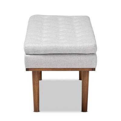 Arne Walnut and Gray Upholstered Mid-Century Bench