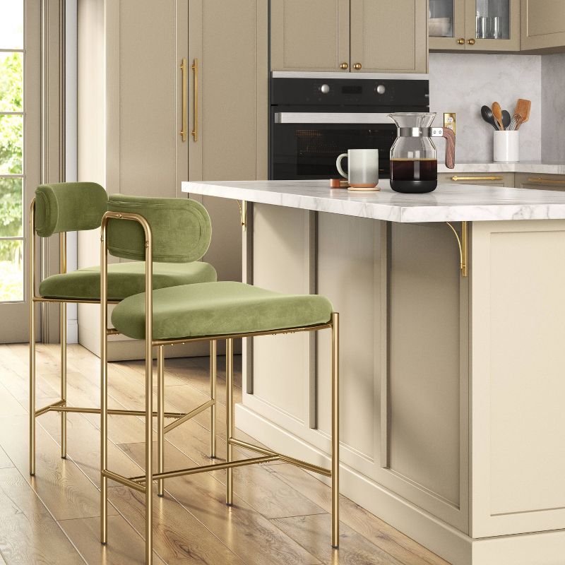 Orion Luxe Backed Counter Height Barstool with Brass Legs - Threshold™, 3 of 11