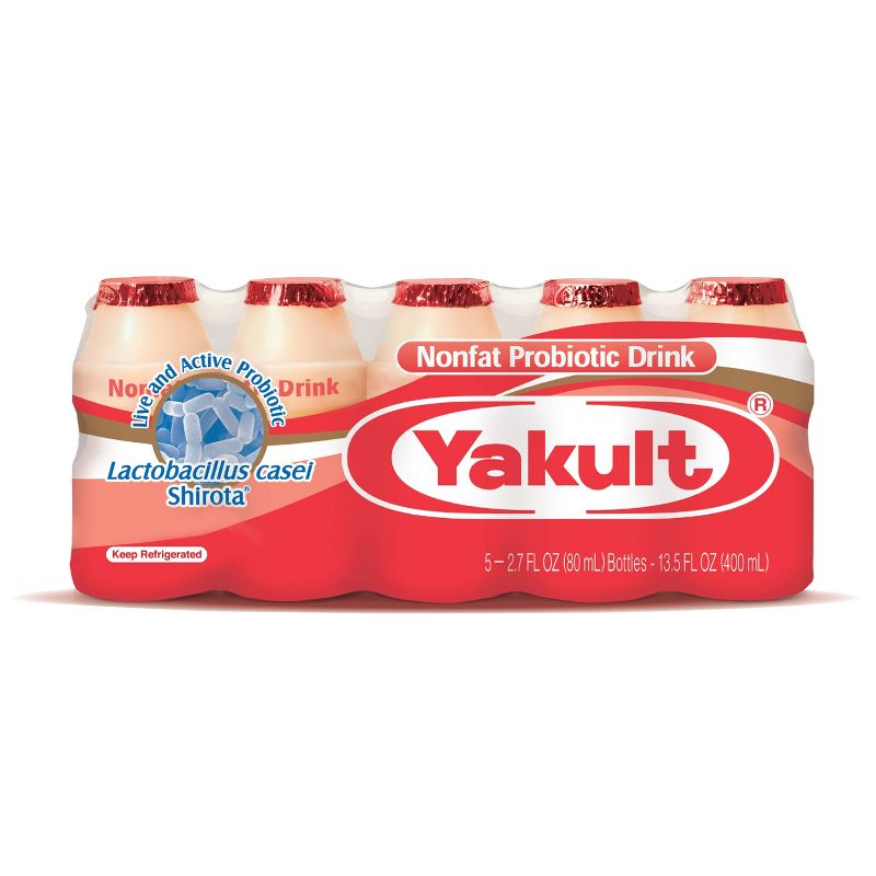 Yakult Nonfat Probiotic Yogurt Drink - 5ct/2.7 fl oz Bottles, 1 of 2