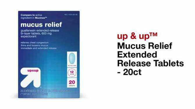 Mucus Relief Extended Release Tablets - 20ct - up &#38; up&#8482;, 2 of 7, play video