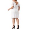 Agnes Orinda Women's Plus Size Elegant Floral Lace Bateau V Neck Short Sleeves Bodycon Dresses - 4 of 4