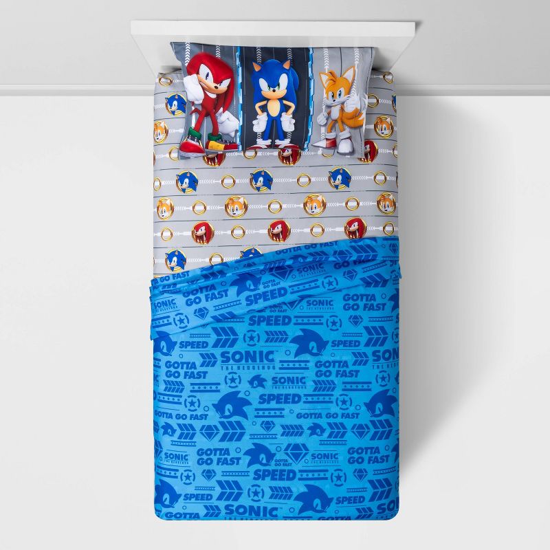 Twin Sonic the Hedgehog Run Rings Around You Kids&#39; Sheet Set, 3 of 5