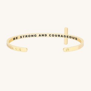 Mantra Jewelry - Joshua 1:9: Be Strong And Courageous Cross Bracelet Yellow Gold One Size - 1 of 4