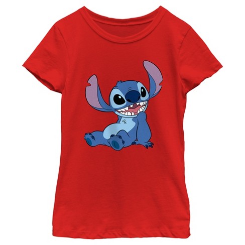 Girl's Lilo & Stitch Sitting Pose T-shirt - Red - Small : Target