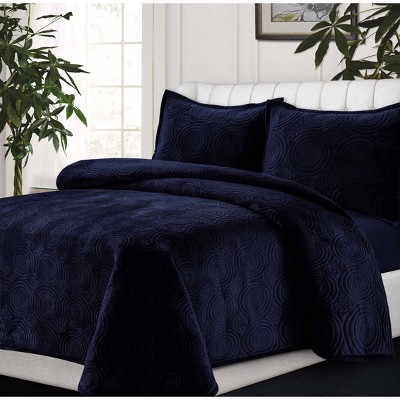 Indigo Twin Velvet Reversible Quilt Set