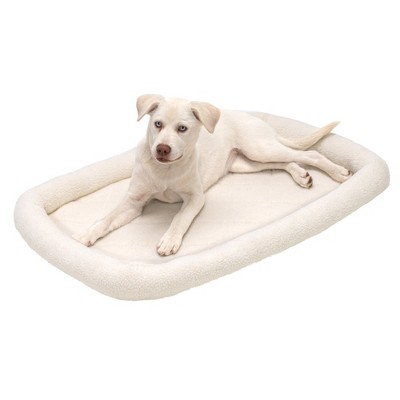 Cream Faux Lambswool Bolster Crate Pet Bed, Large