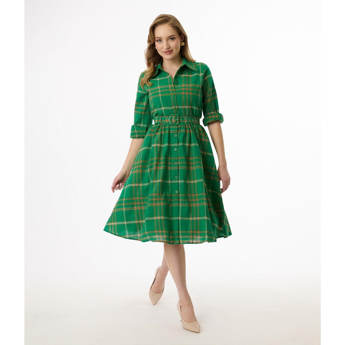 Unique Vintage Women's Belted Shirt Dress - thumbnail 3