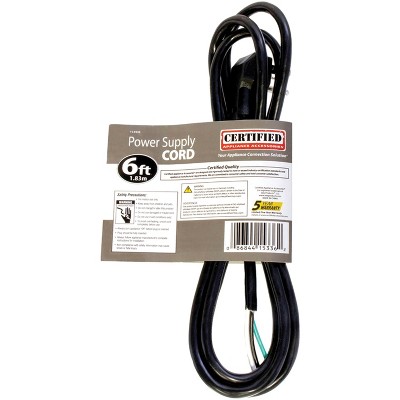 10-Amp Black Right-Angle Plug Power Supply Cord, 6ft