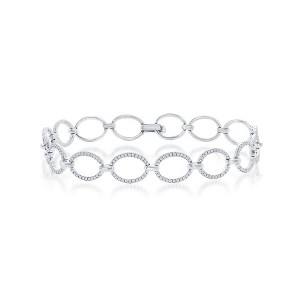 Diamonds D'Argento Sterling Silver, Open Oval Diamond Bracelet - (352 Stones) - Silver - 7 Inch - 1 of 3