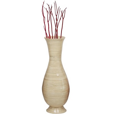 Uniquewise Tall Modern Decorative Floor Vase: Handmade, Natural Bamboo Finish, Contemporary Home Décor, Handcrafted Bamboo