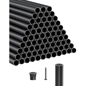 VEVOR Staircase Balusters 101 Pack, 26 In Aluminum Stair Balusters,3/4 In Water-Proof Round Metal Spindle Railing,with Rail Caps & Screws, Matte Black - 1 of 4