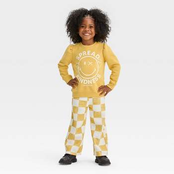 Toddler Girls' SmileyWorld Checkered Top and Bottom Set - Yellow