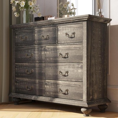 Zstar 9 Drawer Dresser, 37.8" Large Dresser with Metal Handles for Bedroom, Living Room, Hallway