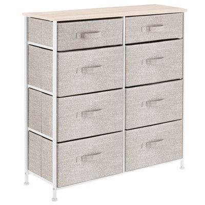 Mdesign Tall Storage Dresser Furniture With 8 Slim Fabric Drawers ...