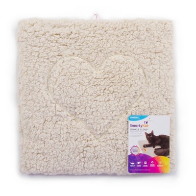 SmartyKat Crinkle Cloud Heart Stitched Crinkle Cat Mat and Bed - Off-White