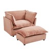 Merax Modern Chenille Armchair with Plush Cushions & Movable Ottoman - 3 of 4