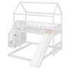 NicBex House Shaped Twin over Twin Loft Bunk Bed, Wooden Bed Frame with Guardrails and Slide for Bedroom - 3 of 4