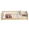 Dolonm Twin Size Kids Floor Platform Bed with Built-in Book Storage Rack, Guardrails, Sturdy Pine Wood Frame - 2 of 4