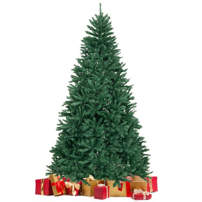 Tangkula 7.5FT Artificial Xmas Tree Hinged Fake Xmas Tree with 2254 PVC Branch Tips Foldable Metal Stand