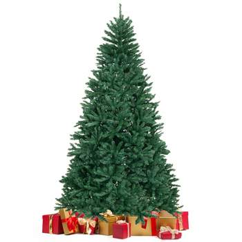 Tangkula 7.5FT Artificial Xmas Tree Hinged Fake Xmas Tree with 2254 PVC Branch Tips Foldable Metal Stand