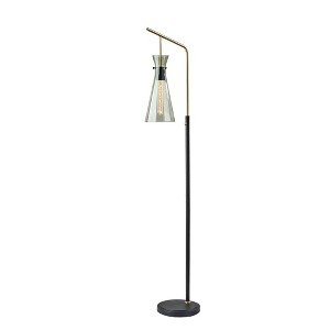 Adesso Walker Floor Lamp: Vintage Edison Bulb, Smoked Glass Shade, Black & Antique Brass - 1 of 4