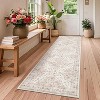 Vintage Floral Area Rug - Non-Slip Low Pile Soft Carpet, Retro Oriental Print Thin Floor Mat for Living Room & Bedroom - 2 of 4