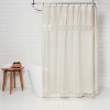 Solid Crochet with Tassels Shower Curtain Tan - Opalhouse™ - image 2 of 4