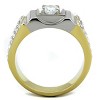Slickblue Men’s Ring, Two-Tone Design, Round CZ in Square Setting, Stainless Steel, Size 8–13 - 3 of 4