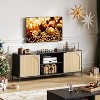 TV Stand with 3 Drawers for Living Room, Entertainment Center with Storage, Rattan Media Console Ith Metal Legs - 3 of 4