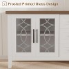Farmhouse TV Stand , Mid Century Modern Entertainment Center with Glass Door, Rustic Television Stands 2 Storage Door & 3 Drawer for 70 inch TVs - 4 of 4