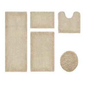 Edge Bath Rug 100% Premium Cotton Ultra-Soft Water Absorbent Tufted Solid Reversible 5 Piece Bathroom Rug Set for Machine Washable Bathmat - 1 of 2