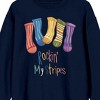 Autism Awareness Rockin’ My Stripes Adult Navy Crew Neck Long Sleeve Sweatshirt - 2 of 3