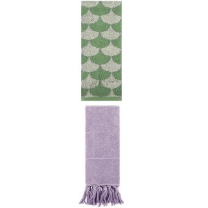 REGALWOVEN 2 Packs Cotton Geometric and Solid Absorbent Soft Hand Towel for Bathroom Kitchen - 1 of 4