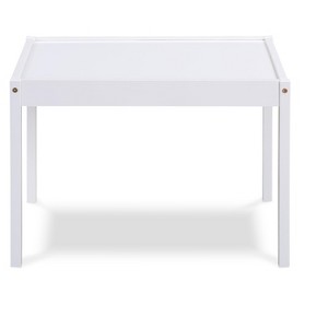 Yinvani White 3 Piece Solid Wood Toddler Table with 2 Chairs Set - 1 of 4