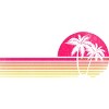 Junior's Design By Humans Retro Palm Tree Sun Rise By TheEightTees T-Shirt - 2 of 3