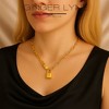 Oval Chain Necklace for Women Lock Pendant 18K Gold Plated Stainless Steel Adjustable to 18" Ginger Lyne - 4 of 4