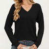 Anna-Kaci Women's V-Neck Long Sleeve Knit Top with Chest Pocket and Relaxed Fit - 2 of 4