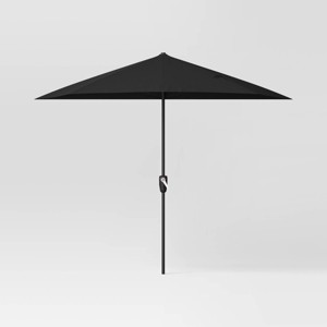 8.83'x7.81' Half-Circle Outdoor Patio Market Umbrella with Black Pole - Room Essentials™ - 1 of 4