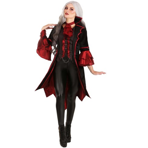 Adults Classic Red Vampiress Fancy Dress Halloween Costume Ladies Womens  Vampire