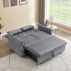 55in Modern Convertible Loveseat Sleeper Sofa Couch w/ 2 Lumbar Pillows, Adjustable Pull-Out Bed and Removable Armrest for Living Room, Apartment - 3 of 4