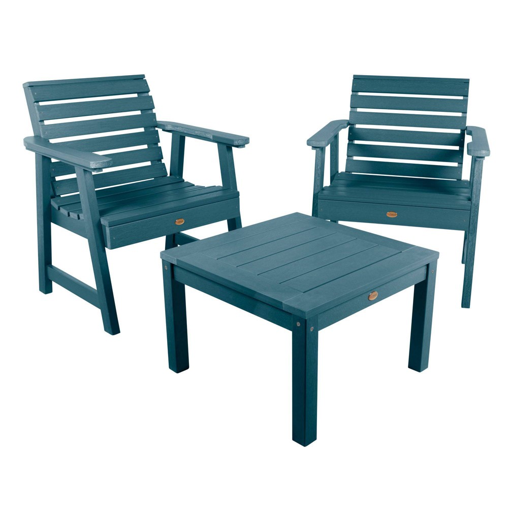 Photos - Garden Furniture Weatherly 3pc Outdoor Set with Chairs & Square Side Table - Nantucket Blue