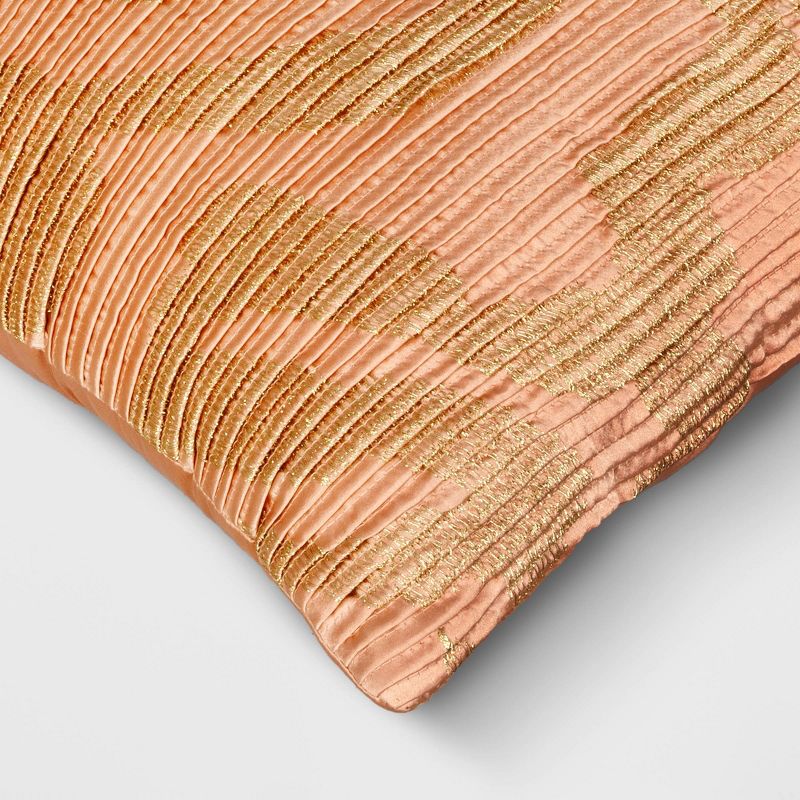 Geometric Patterned Pleated Satin with Metallic Embroidery Square Throw Pillow - Threshold™, 5 of 6