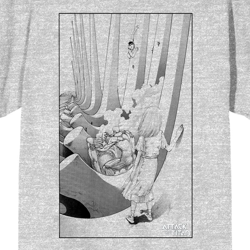 Attack On Titan Art Drawing of Ymir Fritz Watching Titans Men's Heather Gray Short Sleeve Tee, 2 of 3