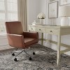 Martha Stewart Zaya Upholstered Office Chair in Saddle Brown/Polished Nickel - 2 of 4